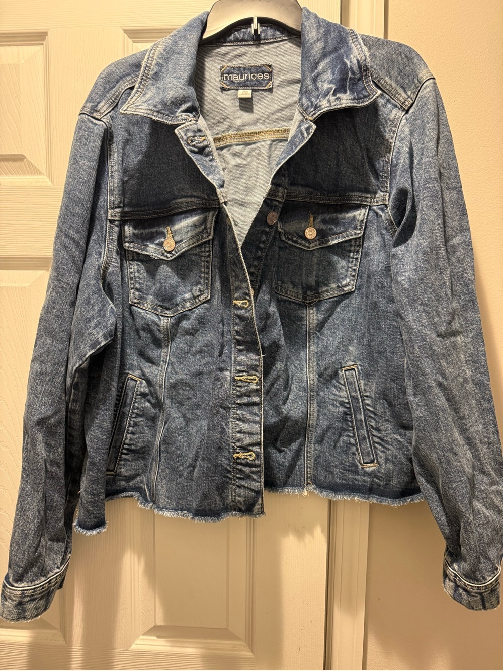 Maurices Blue Distressed Denim Jacket